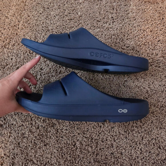 Oofos ooahh sport flex slides blue navy sandals comfort recovery unisex 10 main image 4